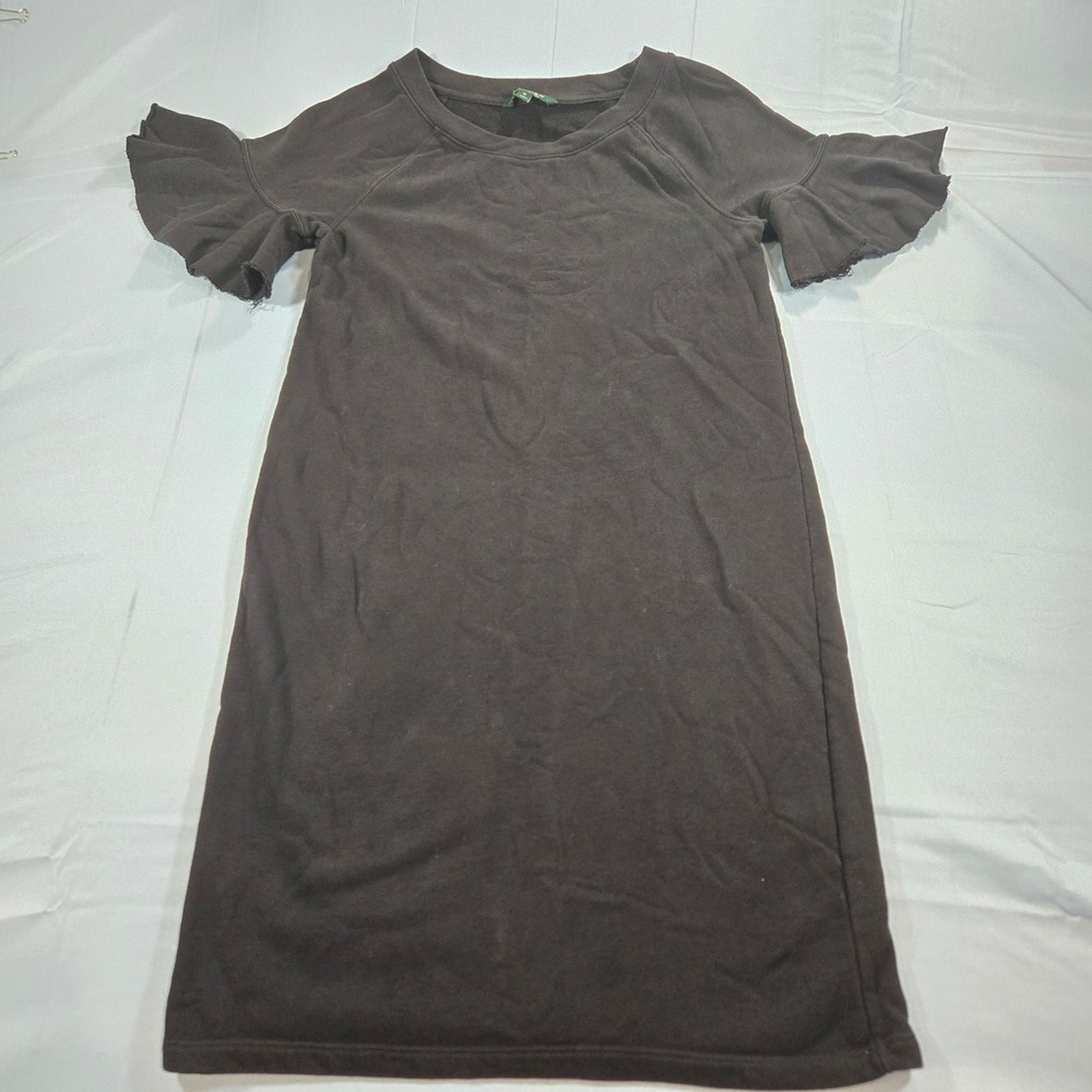 Lauren Ralph Lauren Black Ruffle Sleeve Sweatshirt Shift Dress Womens M